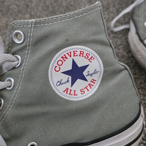 Women's Converse All Star Olive Green High Top Lace Up Sneaker Shoes size 10 - Picture 5 of 8